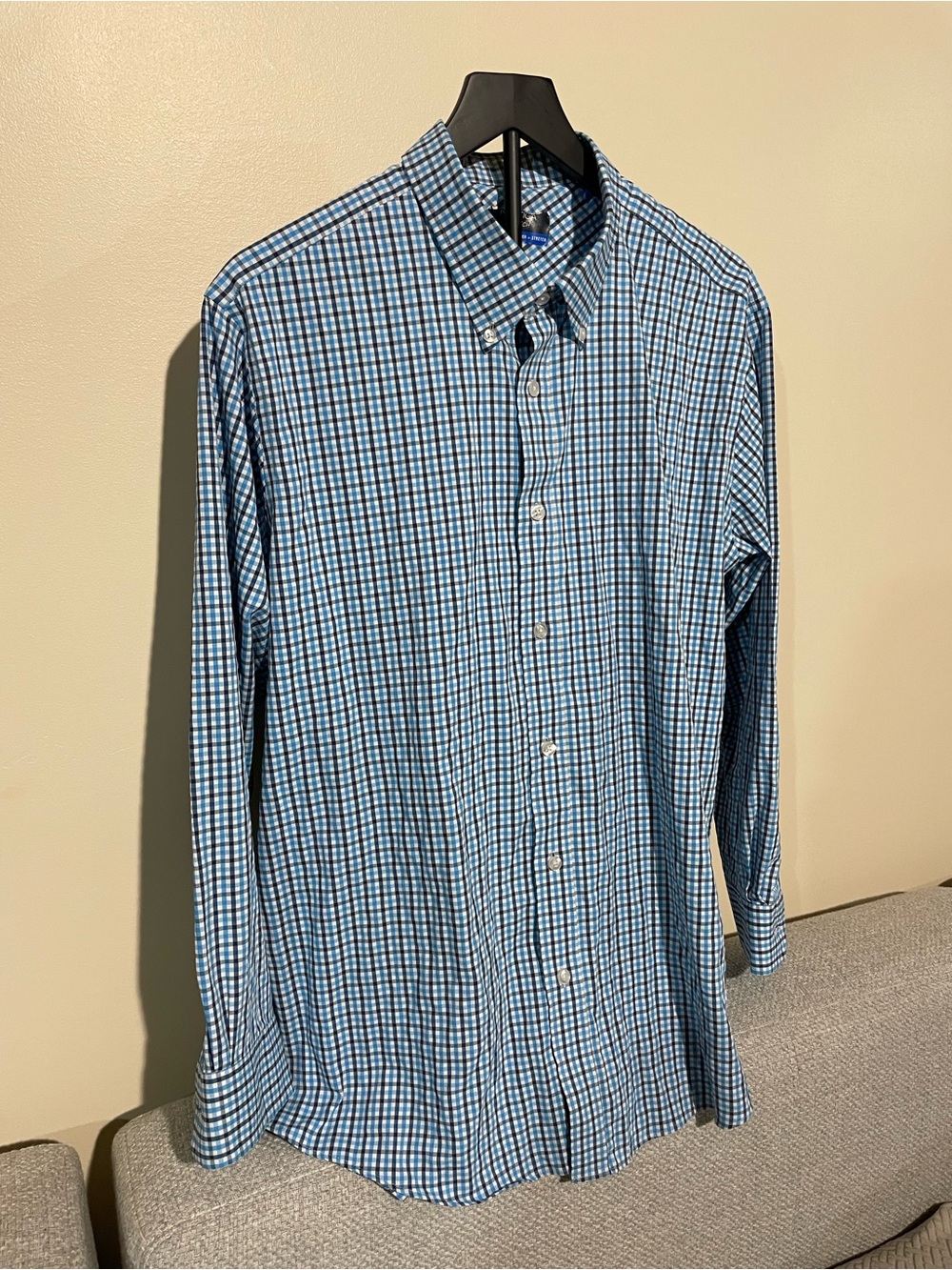 Nautica Navtech Blue and White Gingham Classic Fit Shirt